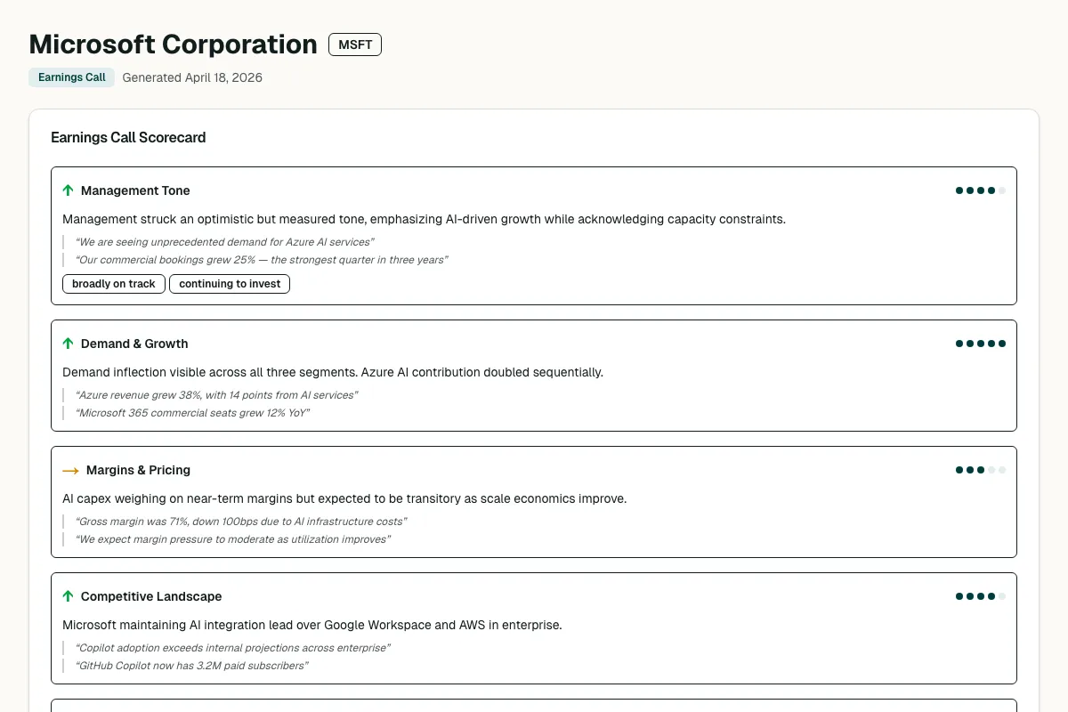 Earnings Call Analysis report screenshot