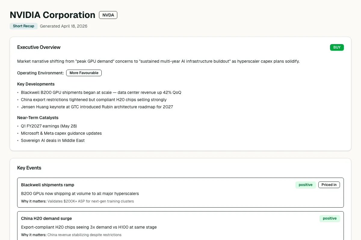 Short Recap report screenshot